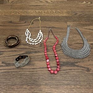2 bracelets and 3 necklaces